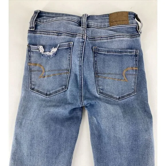 American Eagle Next Level Stretch Hi Rise Jegging Distressed Size 00 Short - Picture 7 of 8